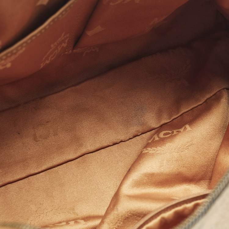 Pre Owned MCM Cognac Visetos Coated Canvas Boston Satchel