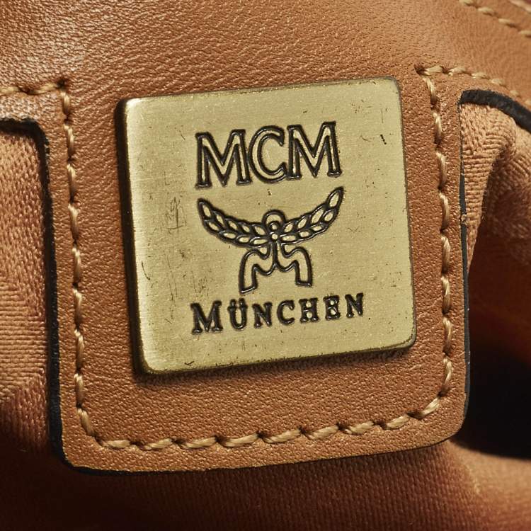 Pre Owned MCM Cognac Visetos Coated Canvas Boston Satchel