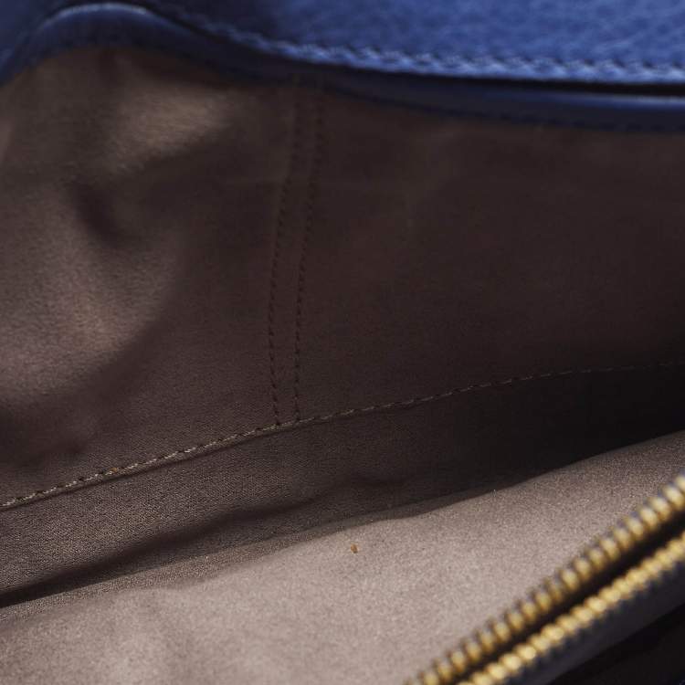 مملوكة مسبقًا MCM Studded Blue Croc Embossed Leather Shoulder Bag