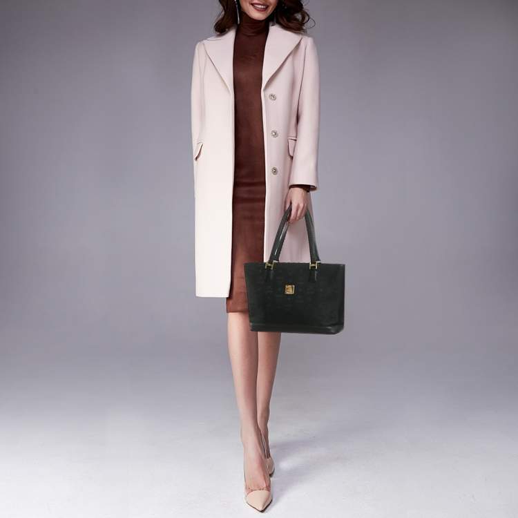 Pre Owned حقيبة إم سي إم قماش وجلد فيستوس سوداء بسحاب علوي