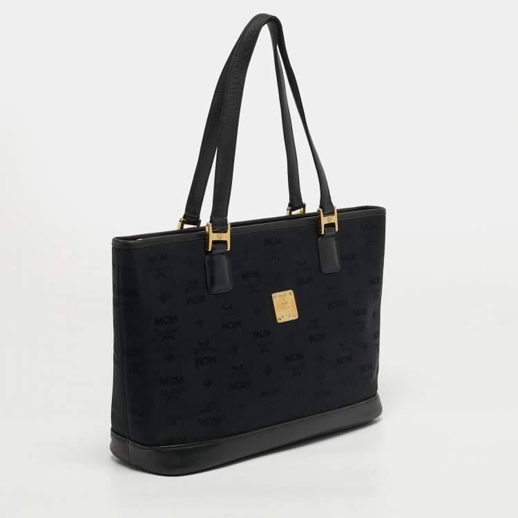 Pre Owned حقيبة إم سي إم قماش وجلد فيستوس سوداء بسحاب علوي