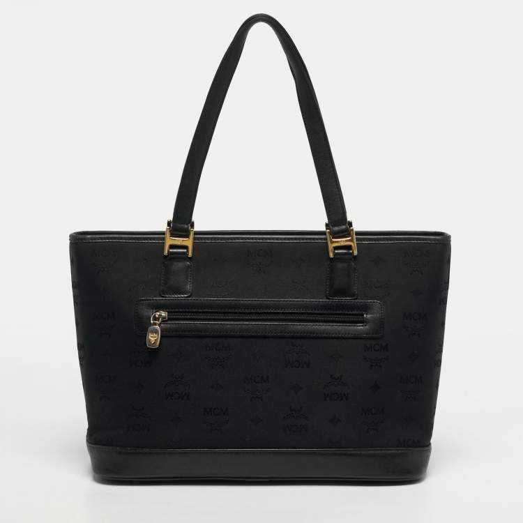 Pre Owned حقيبة إم سي إم قماش وجلد فيستوس سوداء بسحاب علوي