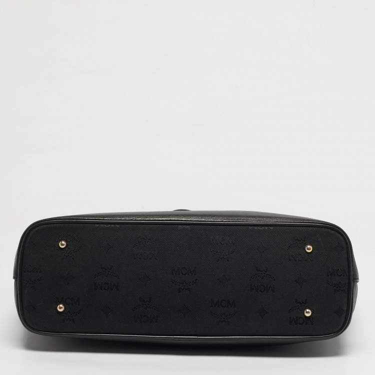 Pre Owned حقيبة إم سي إم قماش وجلد فيستوس سوداء بسحاب علوي