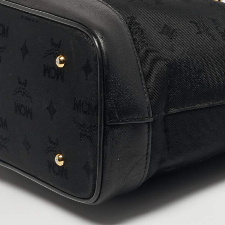 Pre Owned حقيبة إم سي إم قماش وجلد فيستوس سوداء بسحاب علوي