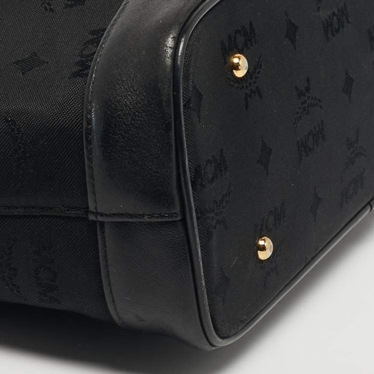 Pre Owned حقيبة إم سي إم قماش وجلد فيستوس سوداء بسحاب علوي