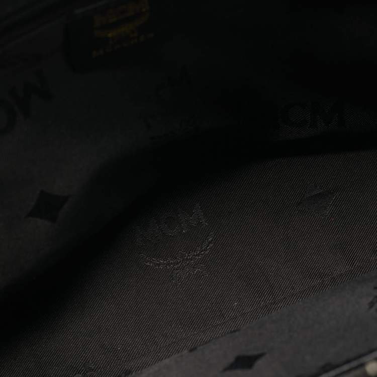 Pre Owned حقيبة إم سي إم قماش وجلد فيستوس سوداء بسحاب علوي