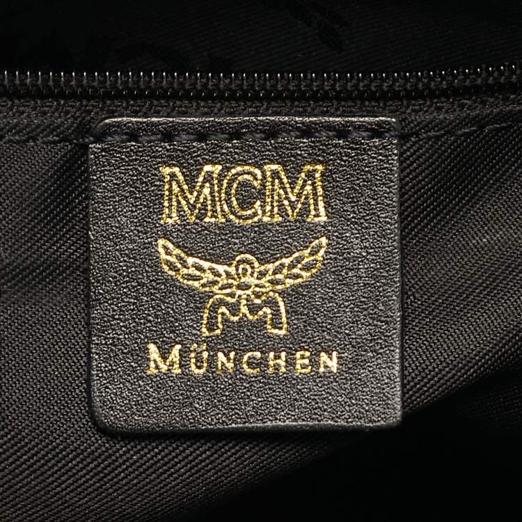 Pre Owned حقيبة إم سي إم قماش وجلد فيستوس سوداء بسحاب علوي