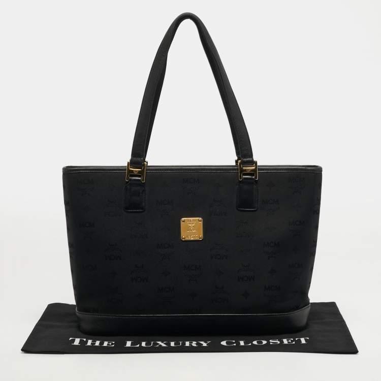 Pre Owned حقيبة إم سي إم قماش وجلد فيستوس سوداء بسحاب علوي