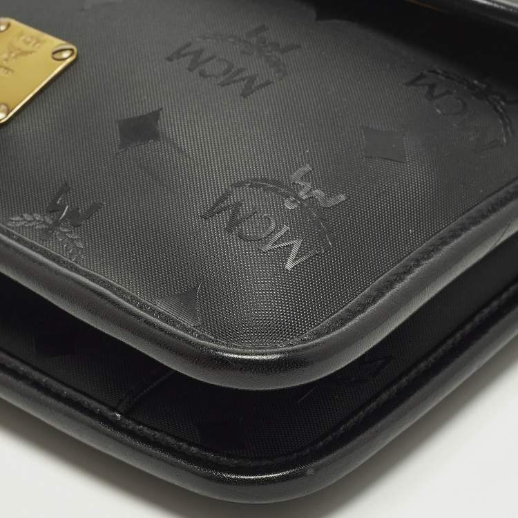 Pre Owned MCM Black Visetos Nylon Flap Crossbody Bag