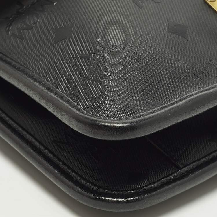 Pre Owned MCM Black Visetos Nylon Flap Crossbody Bag