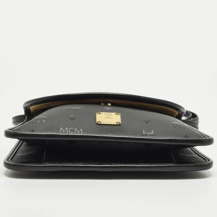 Pre Owned MCM Black Visetos Nylon Flap Crossbody Bag