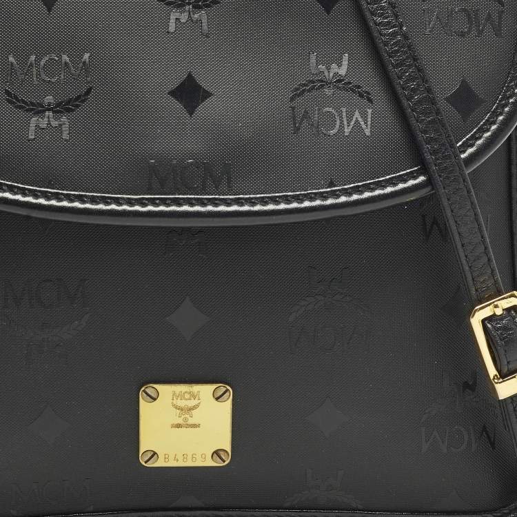 Pre Owned MCM Black Visetos Nylon Flap Crossbody Bag