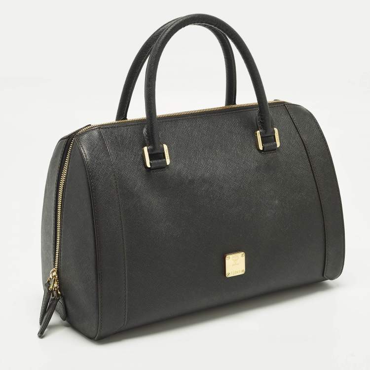 Pre Owned MCM Black Leather Boston Bag