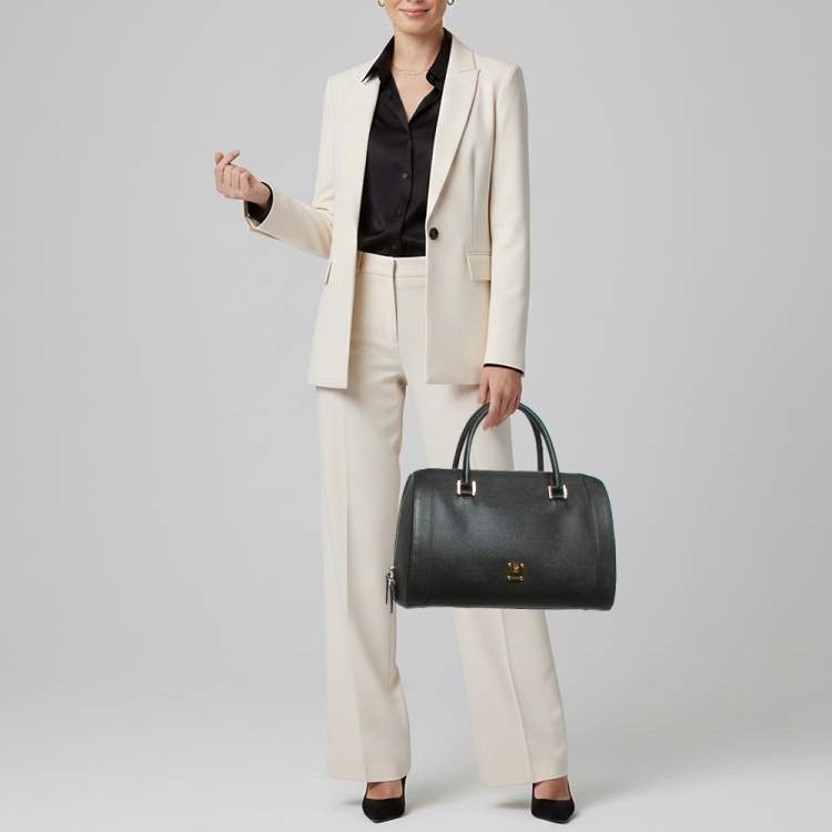 Pre Owned MCM Black Leather Boston Bag