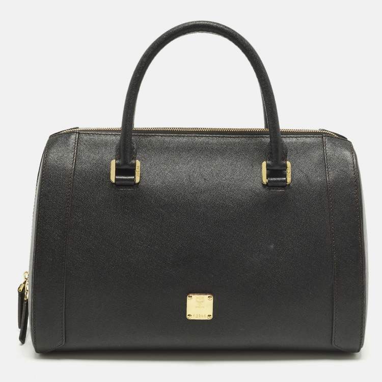 Pre Owned MCM Black Leather Boston Bag