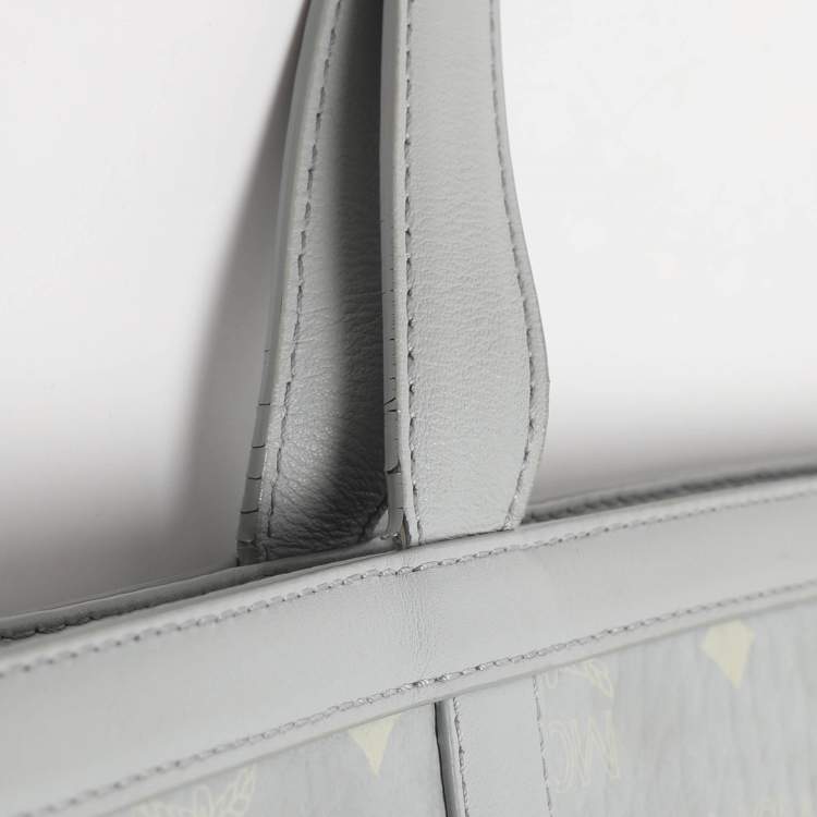 Pre Owned MCM Delmy Medium Grey Visetos Coated Canvas Shopper Tote