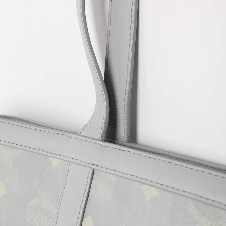 Pre Owned MCM Delmy Medium Grey Visetos Coated Canvas Shopper Tote