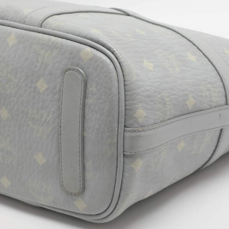 Pre Owned MCM Delmy Medium Grey Visetos Coated Canvas Shopper Tote