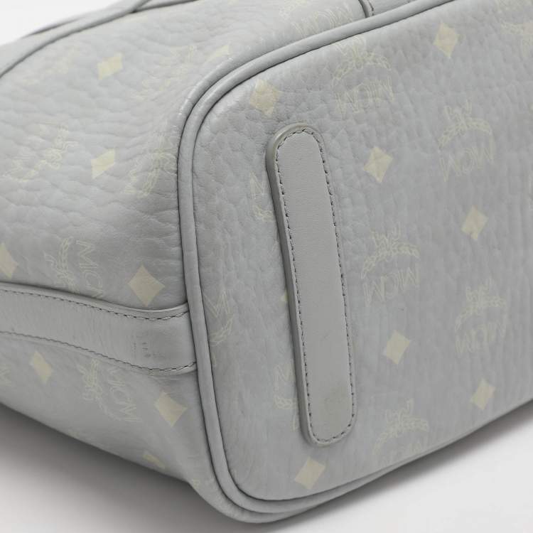 Pre Owned MCM Delmy Medium Grey Visetos Coated Canvas Shopper Tote