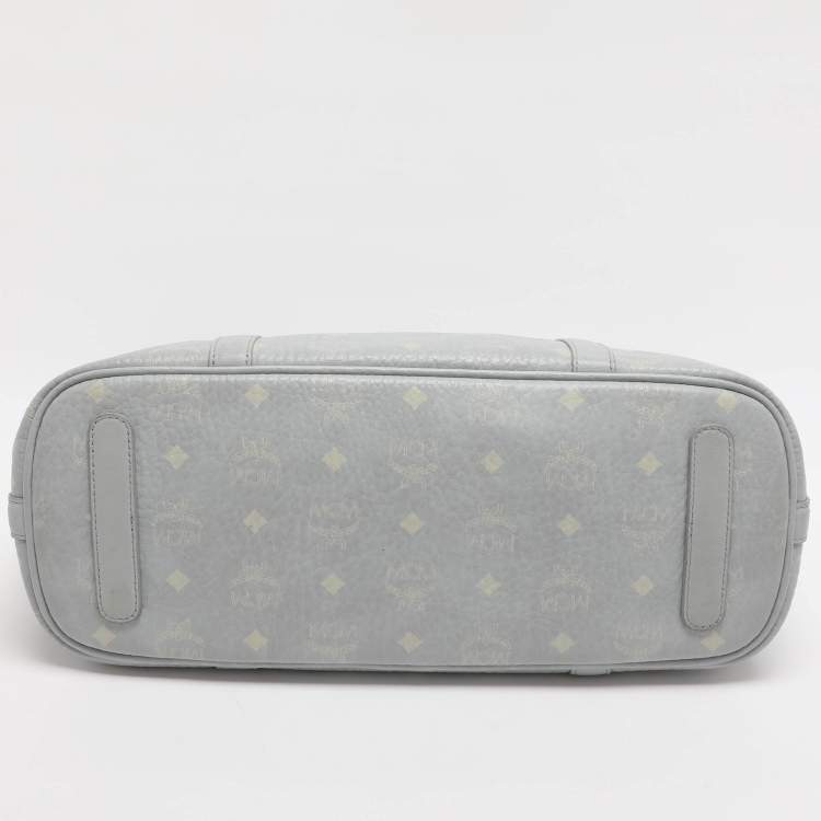 Pre Owned MCM Delmy Medium Grey Visetos Coated Canvas Shopper Tote