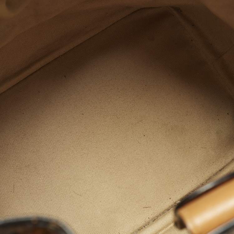 Pre Owned MCM Cognac Visetos Coated Canvas Drawstring Bucket Bag