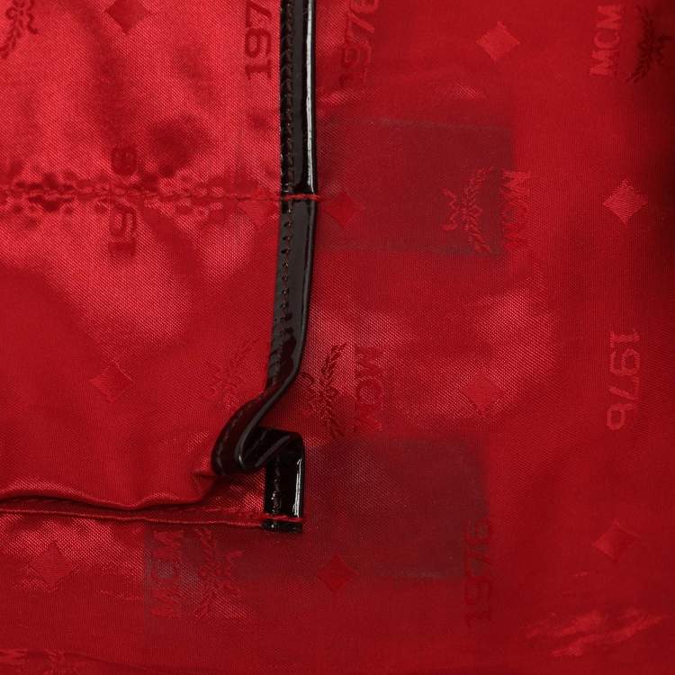 Pre Owned MCM Burgundy Patent Leather and Suede Tote
