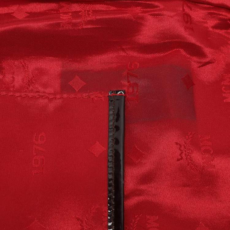 Pre Owned MCM Burgundy Patent Leather and Suede Tote