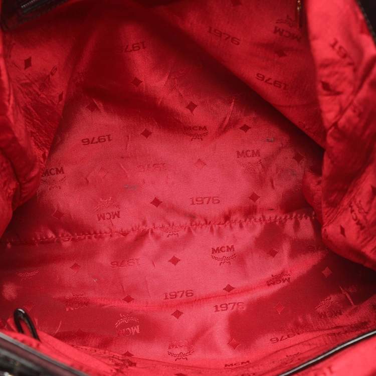 Pre Owned MCM Burgundy Patent Leather and Suede Tote