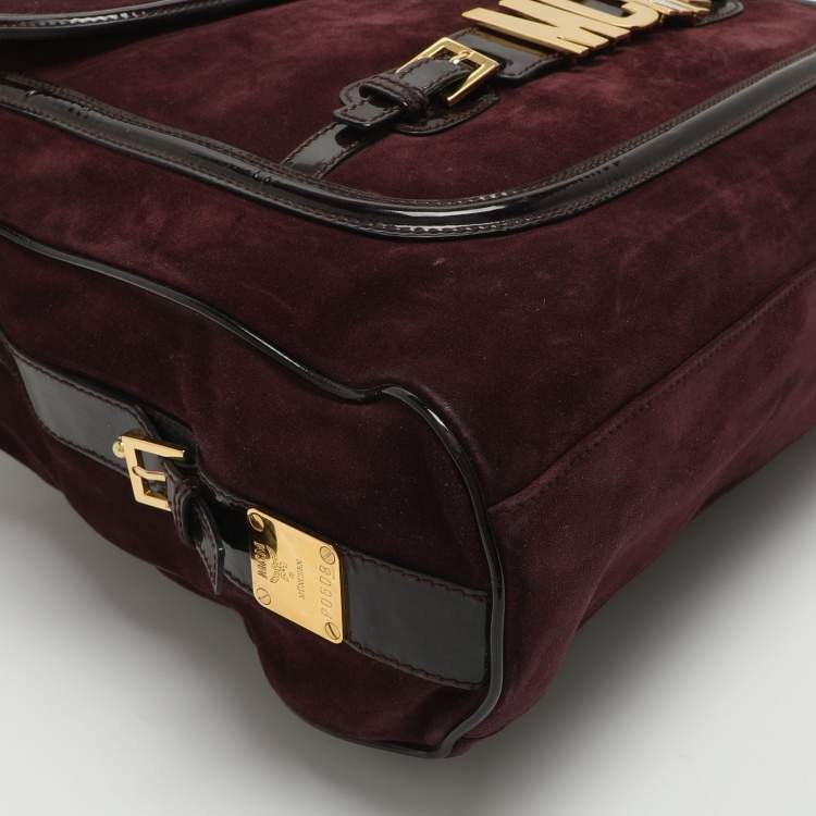 Pre Owned MCM Burgundy Patent Leather and Suede Tote