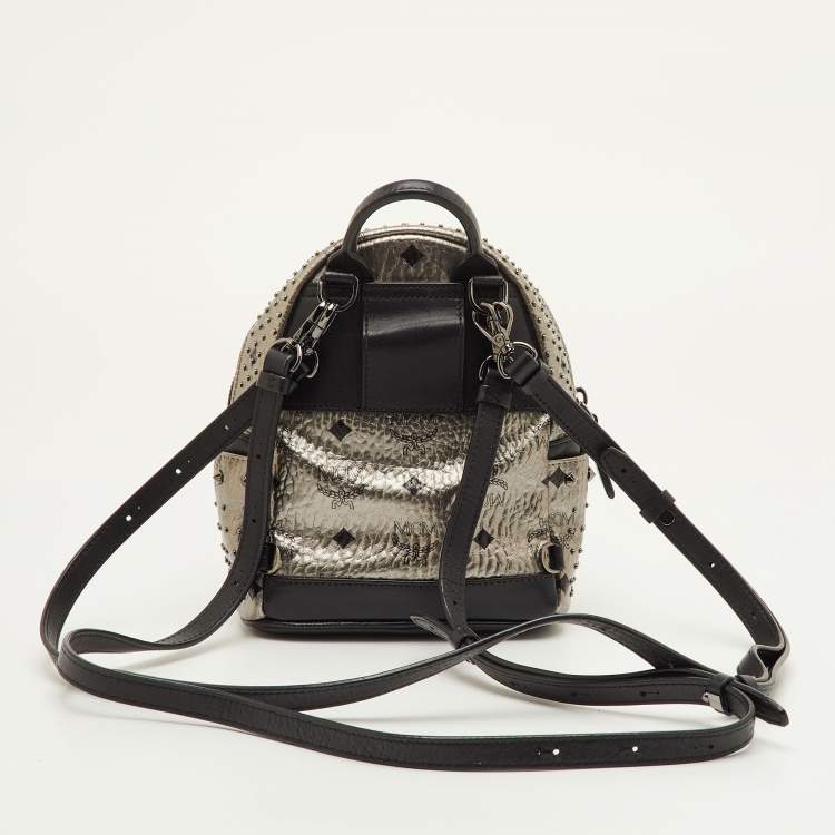 مملوكة مسبقًا MCM Stark Black/Grey Mini Studded Leather Backpack