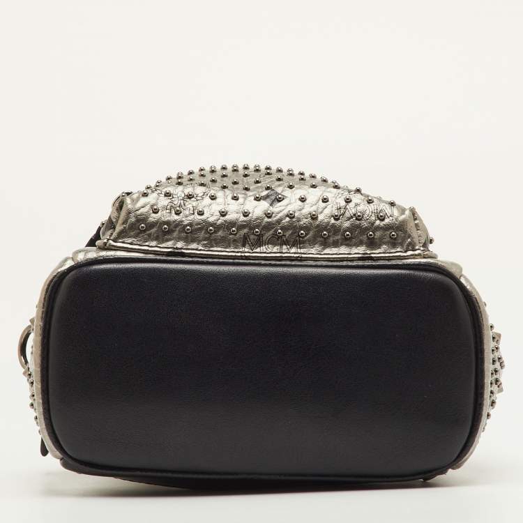 مملوكة مسبقًا MCM Stark Black/Grey Mini Studded Leather Backpack