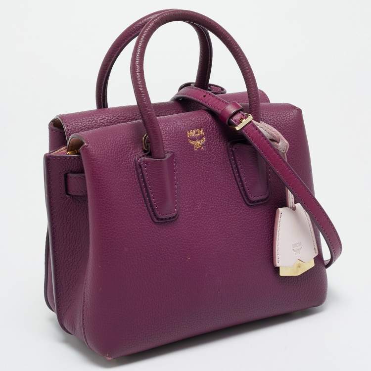 Pre Owned MCM Milla Park Avenue Mini Purple Leather Tote