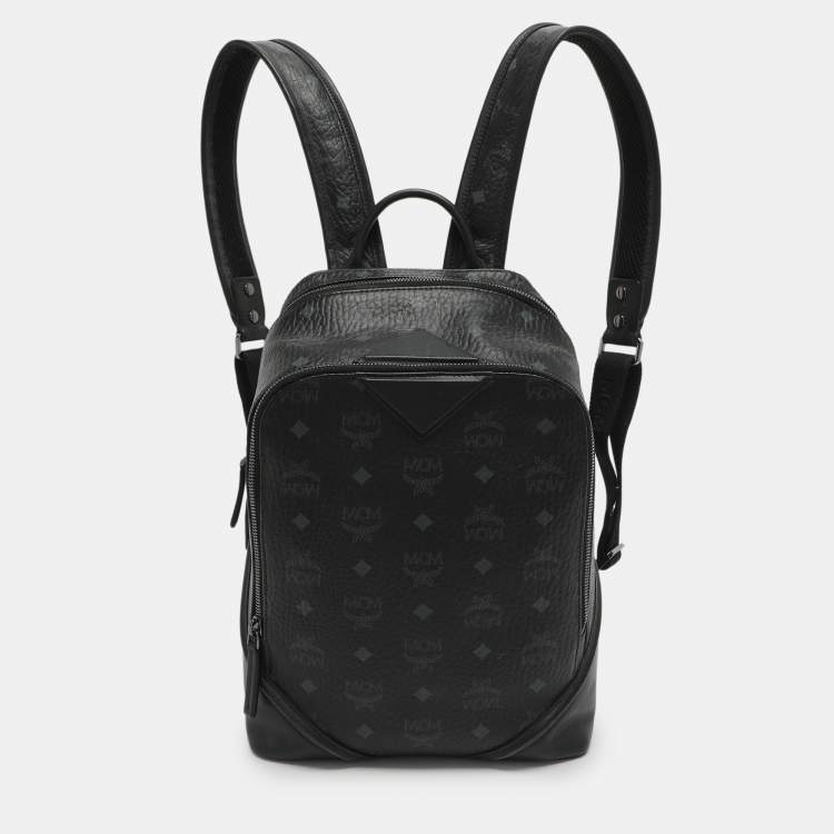 Pre Owned MCM Duke Black Visetos Coated Canvas Backpacks