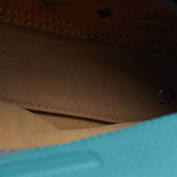 Pre Owned MCM Milla Park Avenue Mini Light Blue/Grey Leather Tote