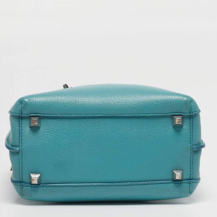 Pre Owned MCM Milla Park Avenue Mini Light Blue/Grey Leather Tote