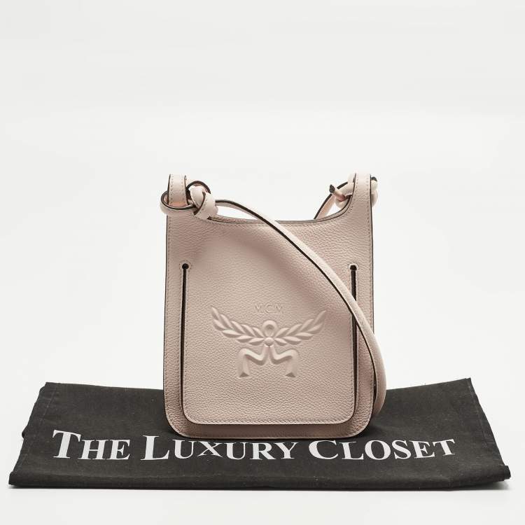 Pre Owned MCM HImmel Mini Peach Leather Crossbody Bag