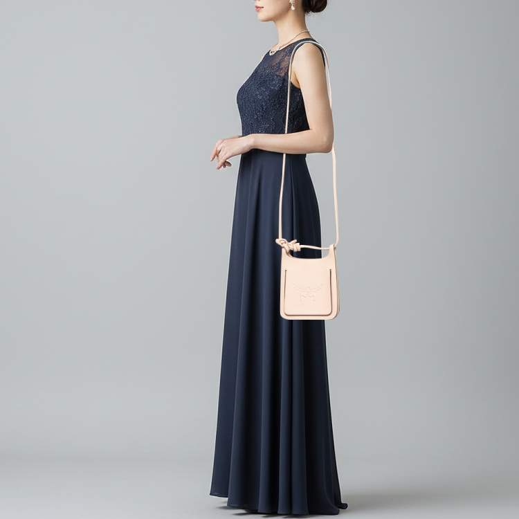 Pre Owned MCM HImmel Mini Peach Leather Crossbody Bag