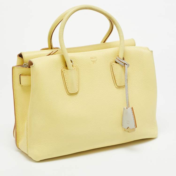 Pre Owned MCM Milla Medium Yellow Leather Tote