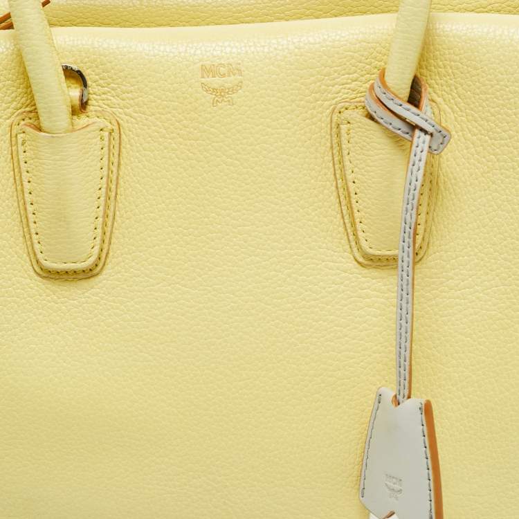 Pre Owned MCM Milla Medium Yellow Leather Tote