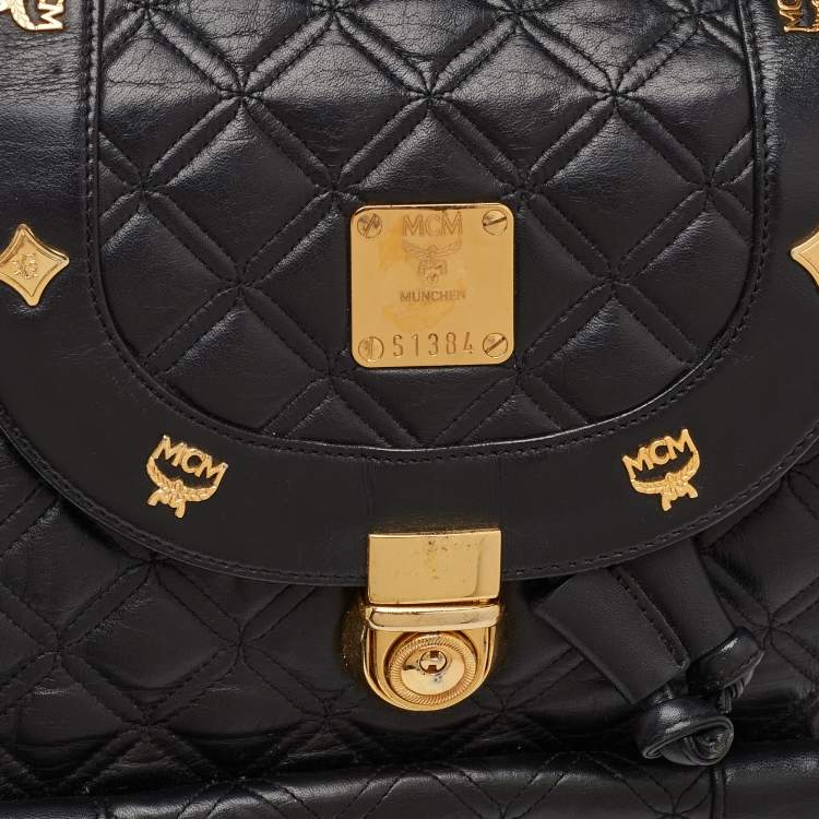 Pre Owned MCM Stark Black Quilted Leather Backpack