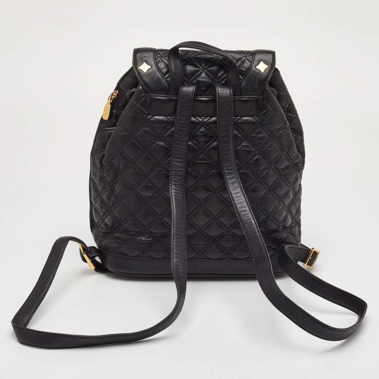 Pre Owned MCM Stark Black Quilted Leather Backpack