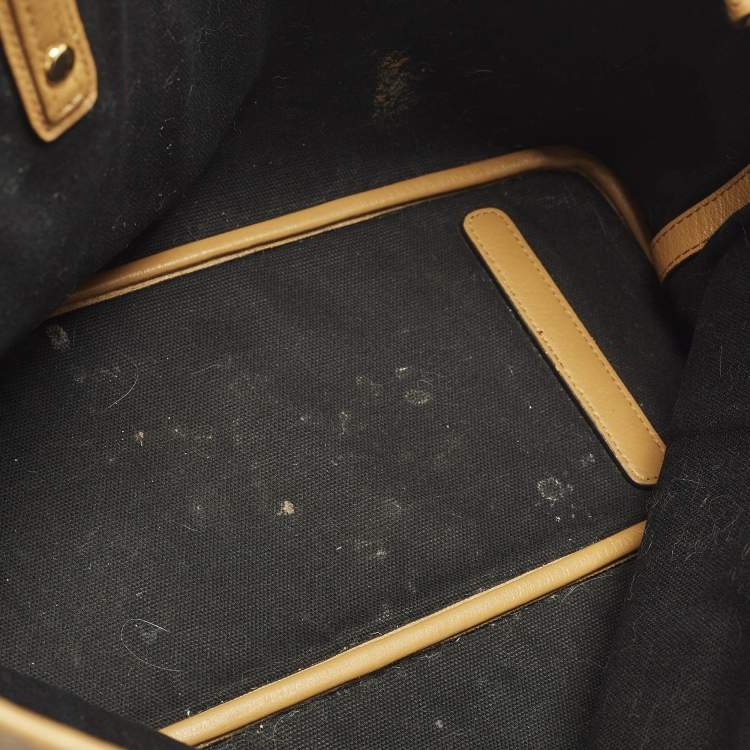 مملوكة مسبقًا MCM Liz Reversible Tan Visetos Coated Canvas and Fabric Tote