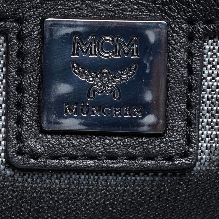 Pre Owned MCM Studs Stark Medium Silver/Black Visetos Coated Canvas Backpack