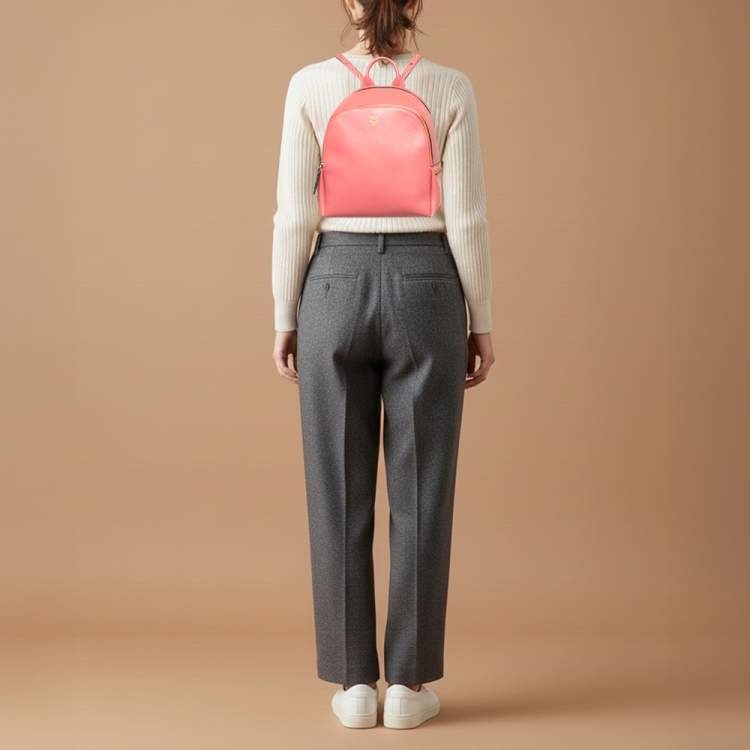 Pre Owned MCM Studded Pink Leather Backpack