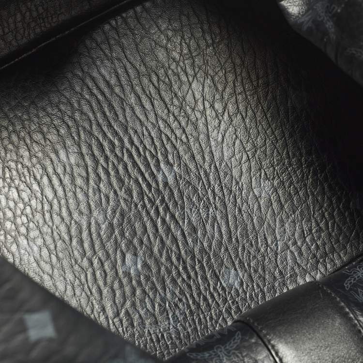 Pre Owned MCM Liz Reversible Black Visetos Coated Canvas and Fabric Tote