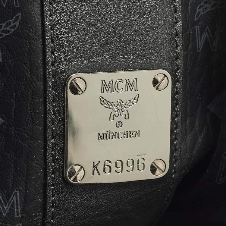 Pre Owned MCM Liz Reversible Black Visetos Coated Canvas and Fabric Tote