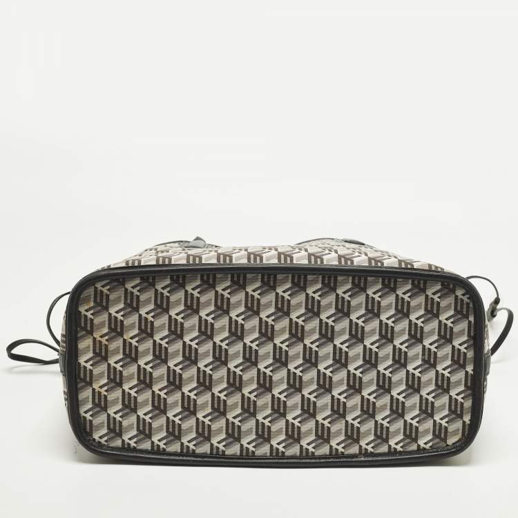 Pre Owned MCM Liz Reversible Black Visetos Coated Canvas and Fabric Tote