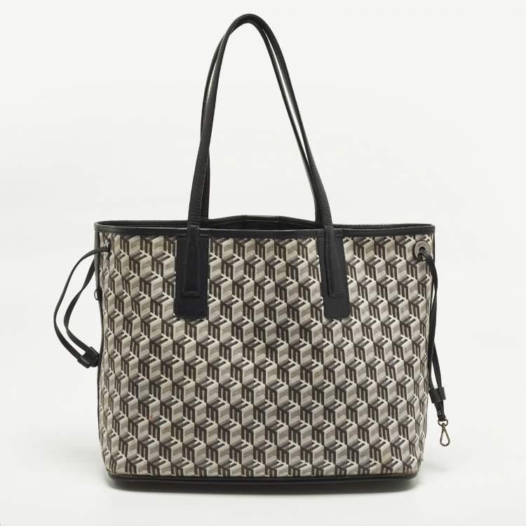 Pre Owned MCM Liz Reversible Black Visetos Coated Canvas and Fabric Tote