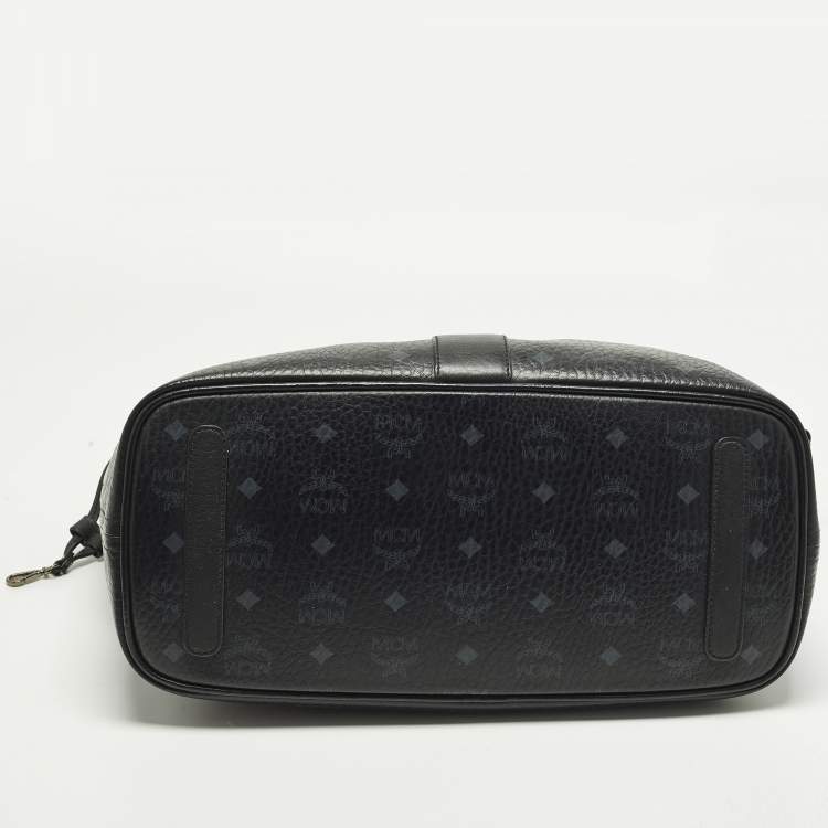 Pre Owned MCM Liz Reversible Black Visetos Coated Canvas and Fabric Tote