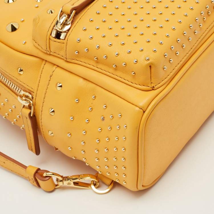 Pre Owned MCM Stark Mini Yellow Leather Studded Backpack
